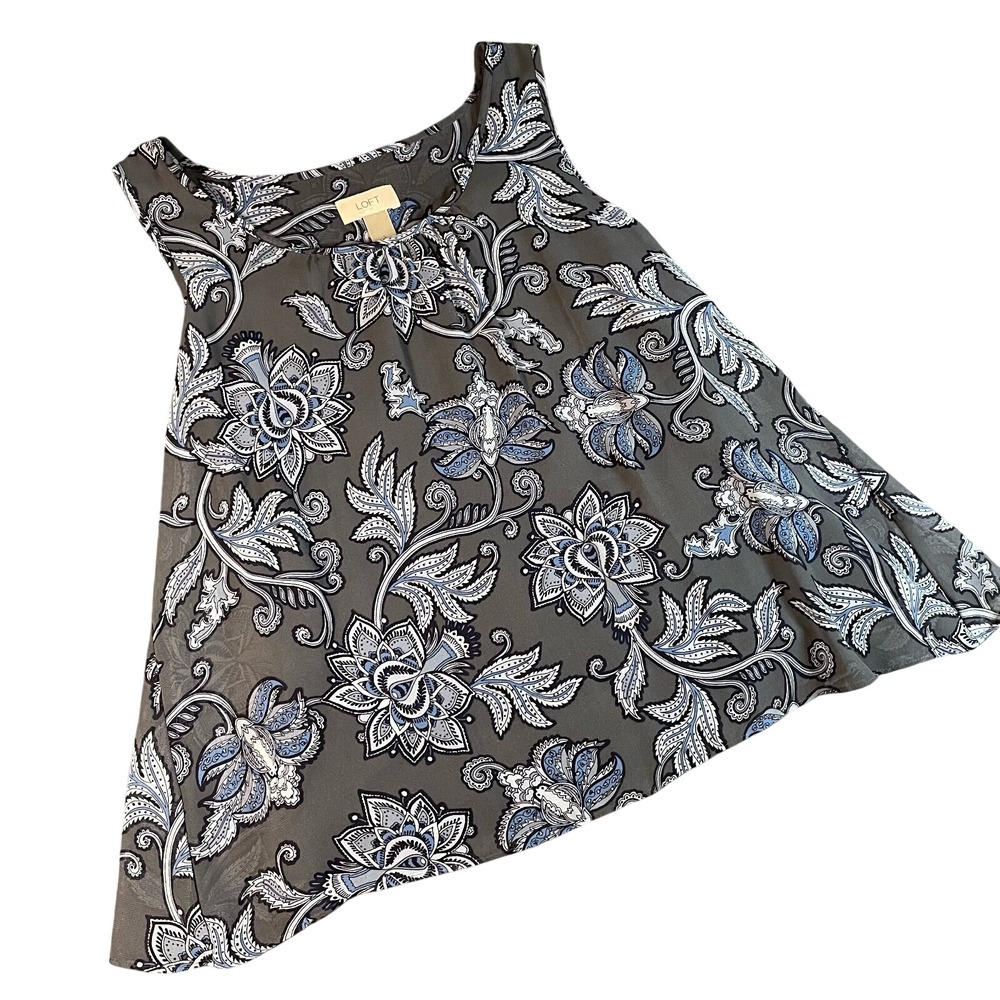 Ann Taylor Loft Womens Sleeveless Top Size Small Floral Flutter Back Cottagecore